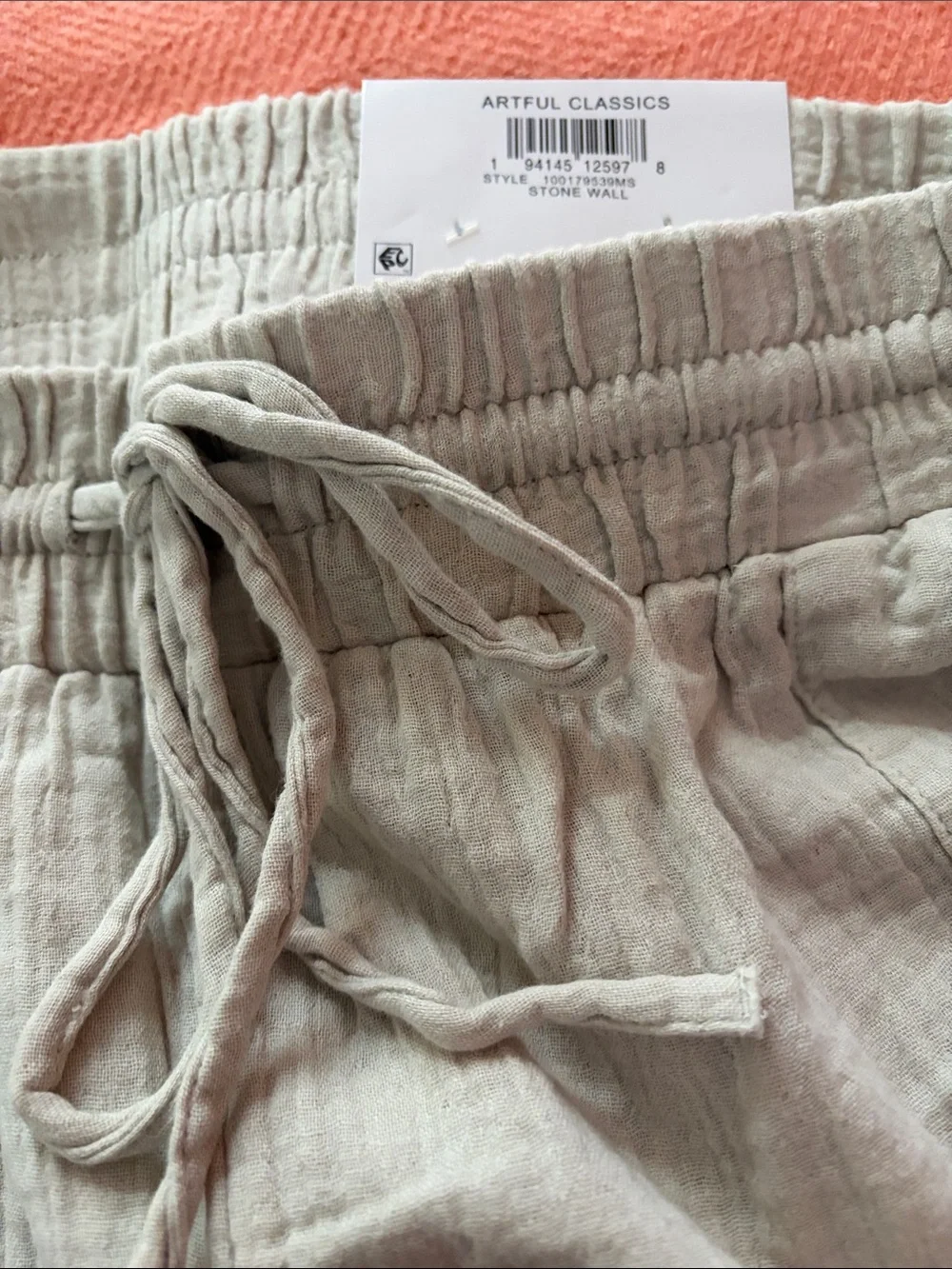 Style & Co. Wide Leg Drawstring Linen-Blend Pants in Beige - Picture 2 of 3